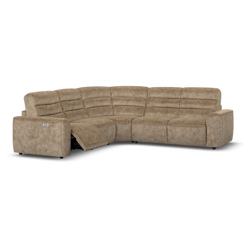 Cohen Large Corner Electric Recliner with Right Hand Sofa Bed in Dapple Taupe Fabric 3