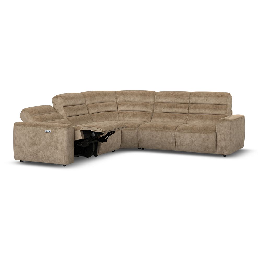 Cohen Large Corner Electric Recliner with Right Hand Sofa Bed in Dapple Taupe Fabric 4