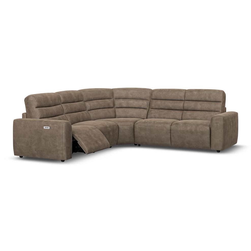 Cohen Large Corner Electric Recliner with Right Hand Sofa Bed in Miller Earth Brown Fabric 3