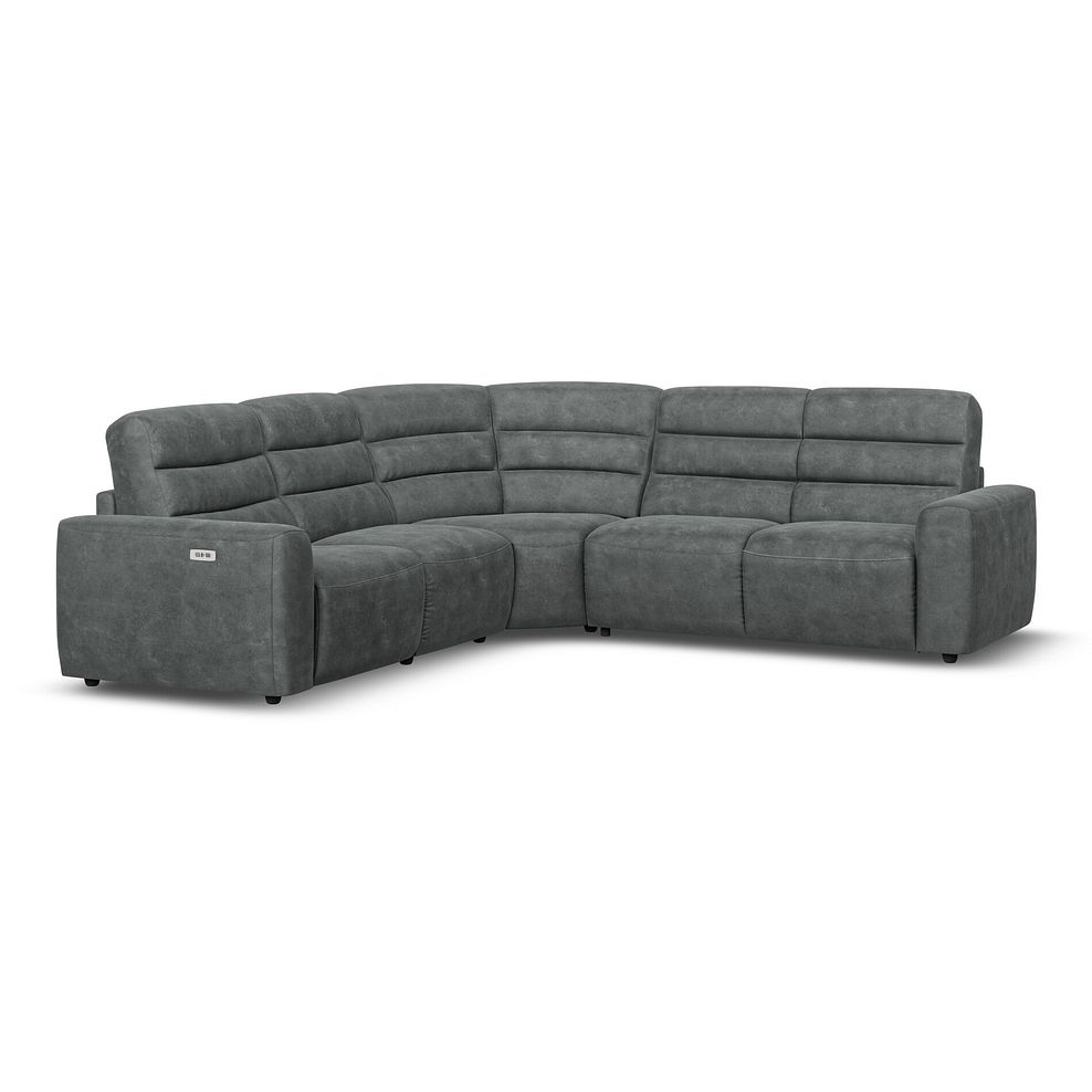Cohen Large Corner Electric Recliner with Right Hand Sofa Bed in Miller Grey Fabric 2