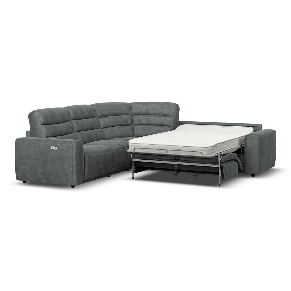Cohen Large Corner Electric Recliner with Right Hand Sofa Bed in Miller Grey Fabric 1