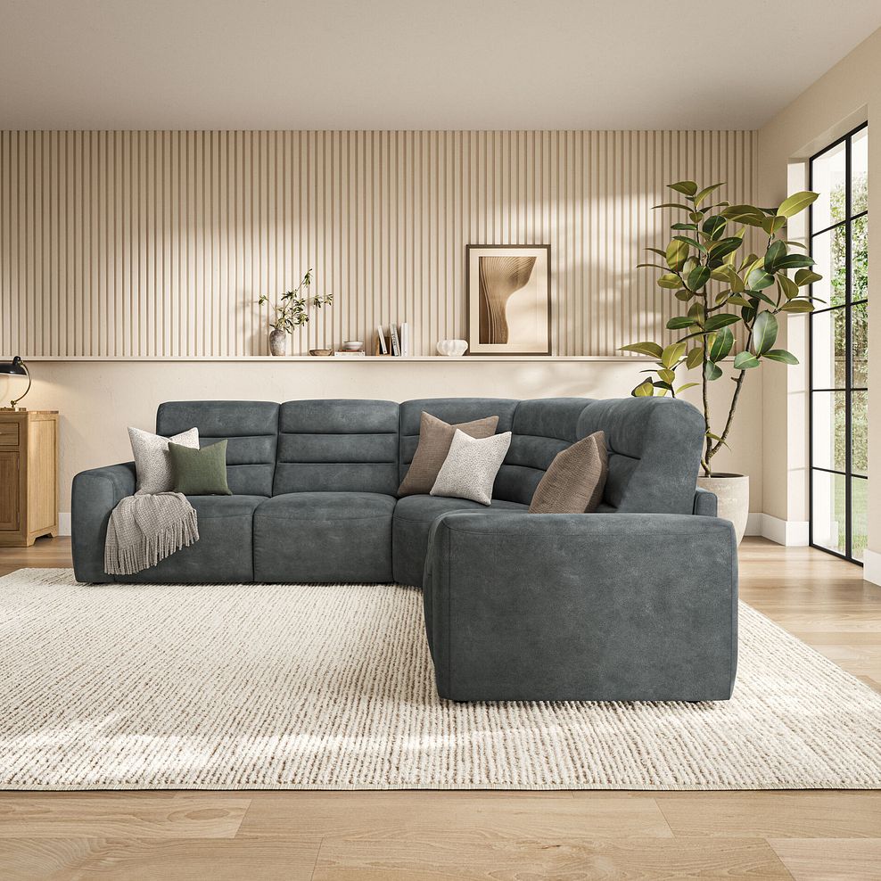Cohen Large Corner Electric Recliner with Right Hand Sofa Bed in Miller Grey Fabric 4