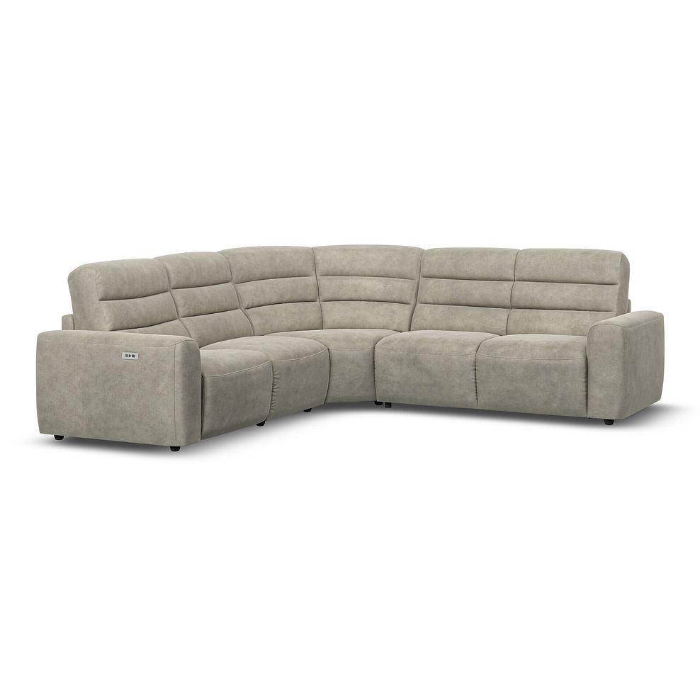 Cohen Large Corner Electric Recliner with Right Hand Sofa Bed in Miller Taupe Fabric 2