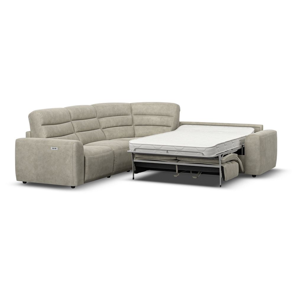 Cohen Large Corner Electric Recliner with Right Hand Sofa Bed in Miller Taupe Fabric 1