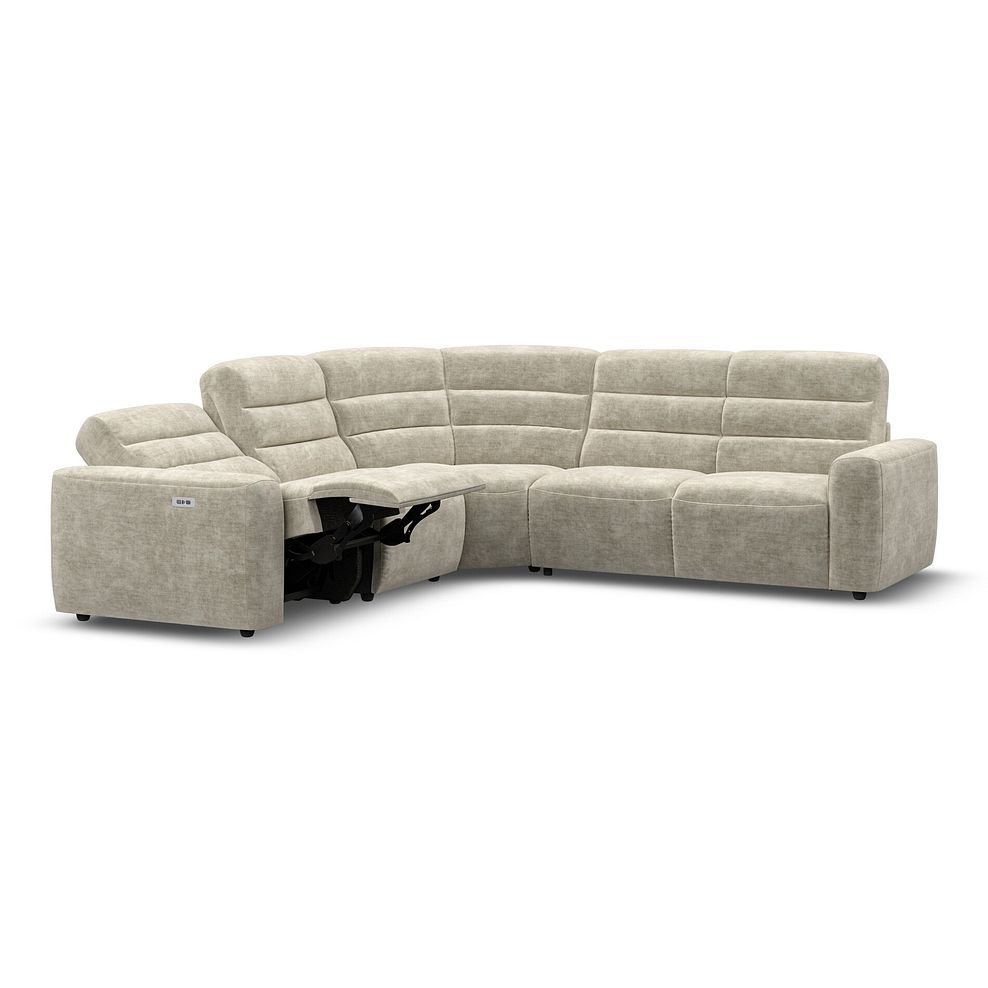 Cohen Large Corner Electric Recliner with Right Hand Sofa Bed in Plush Beige Fabric 4