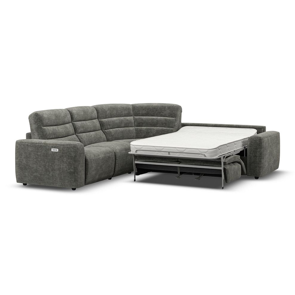 Cohen Large Corner Electric Recliner with Right Hand Sofa Bed in Plush Charcoal Fabric 1