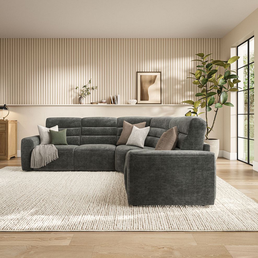 Cohen Large Corner Electric Recliner with Right Hand Sofa Bed in Plush Charcoal Fabric 4