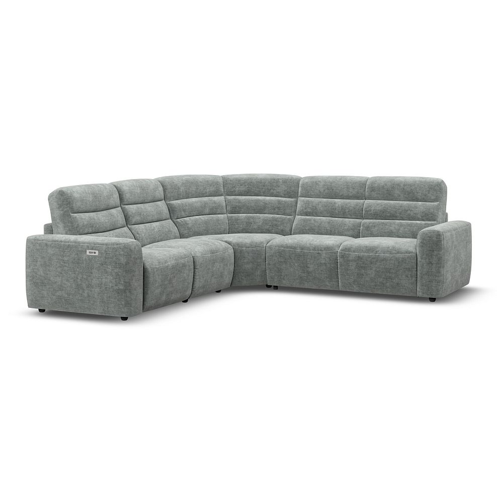 Cohen Large Corner Electric Recliner with Right Hand Sofa Bed in Plush Silver Fabric 2