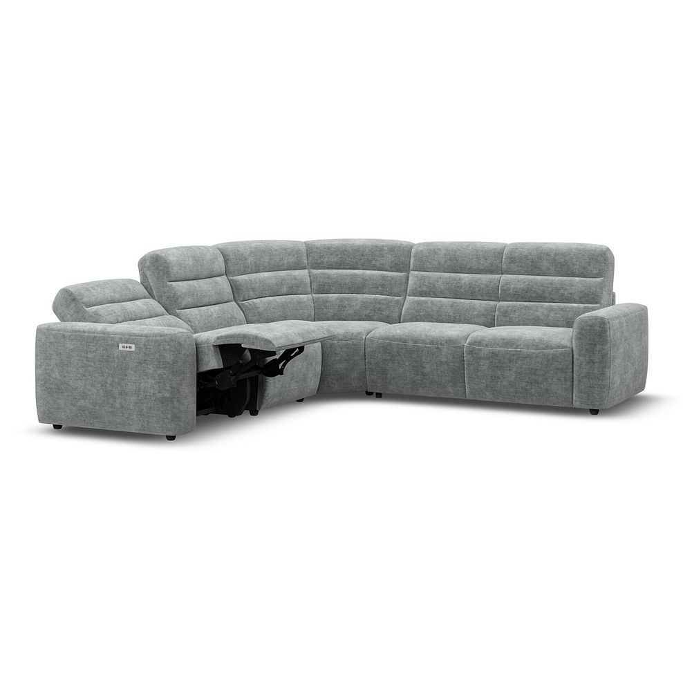 Cohen Large Corner Electric Recliner with Right Hand Sofa Bed in Plush Silver Fabric 4