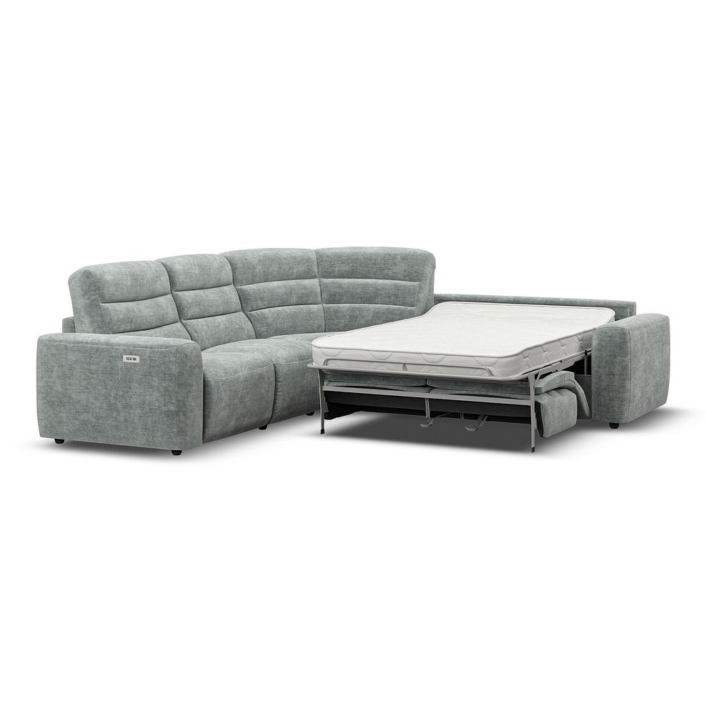 Cohen Large Corner Electric Recliner with Right Hand Sofa Bed in Plush Silver Fabric 1