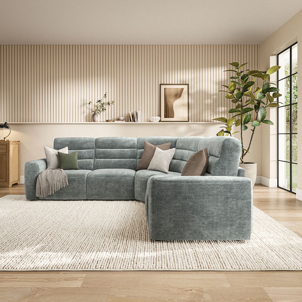 Cohen Large Corner Electric Recliner with Right Hand Sofa Bed in Plush Silver Fabric 4