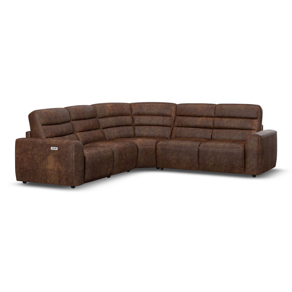Cohen Large Corner Electric Recliner with Right Hand Sofa Bed in Ranch Dark Brown Fabric 2