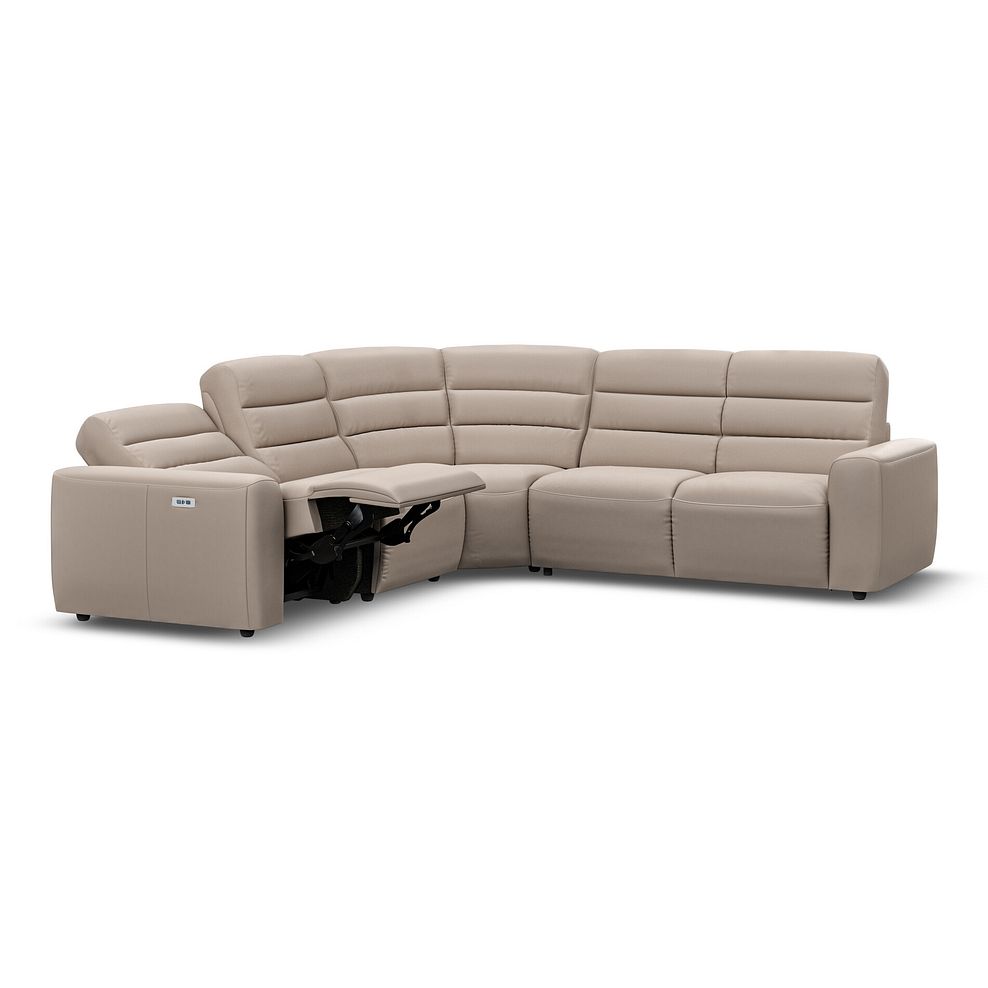 Cohen Large Corner Electric Recliner with Right Hand Sofa Bed in Virgo Buff Leather 4