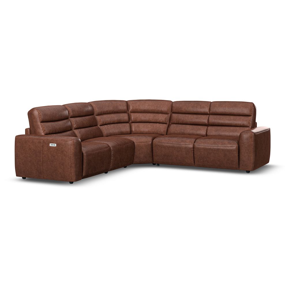 Cohen Large Corner Electric Recliner with Right Hand Sofa Bed in Virgo Chestnut Leather 2