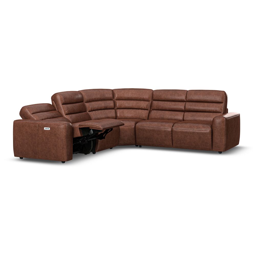 Cohen Large Corner Electric Recliner with Right Hand Sofa Bed in Virgo Chestnut Leather 4
