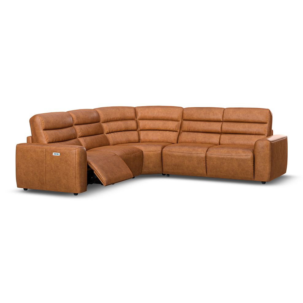 Cohen Large Corner Electric Recliner with Right Hand Sofa Bed in Virgo Cognac Leather 3