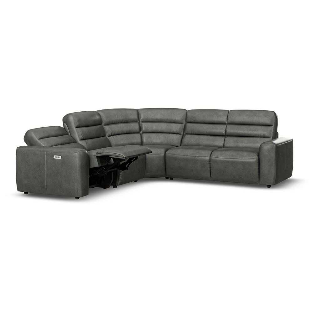 Cohen Large Corner Electric Recliner with Right Hand Sofa Bed in Virgo Lead Leather 4