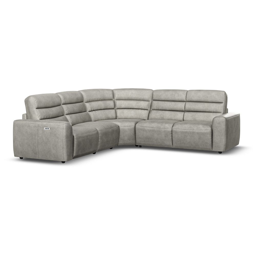 Cohen Large Corner Electric Recliner with Right Hand Sofa Bed in Virgo Platinum Leather 2