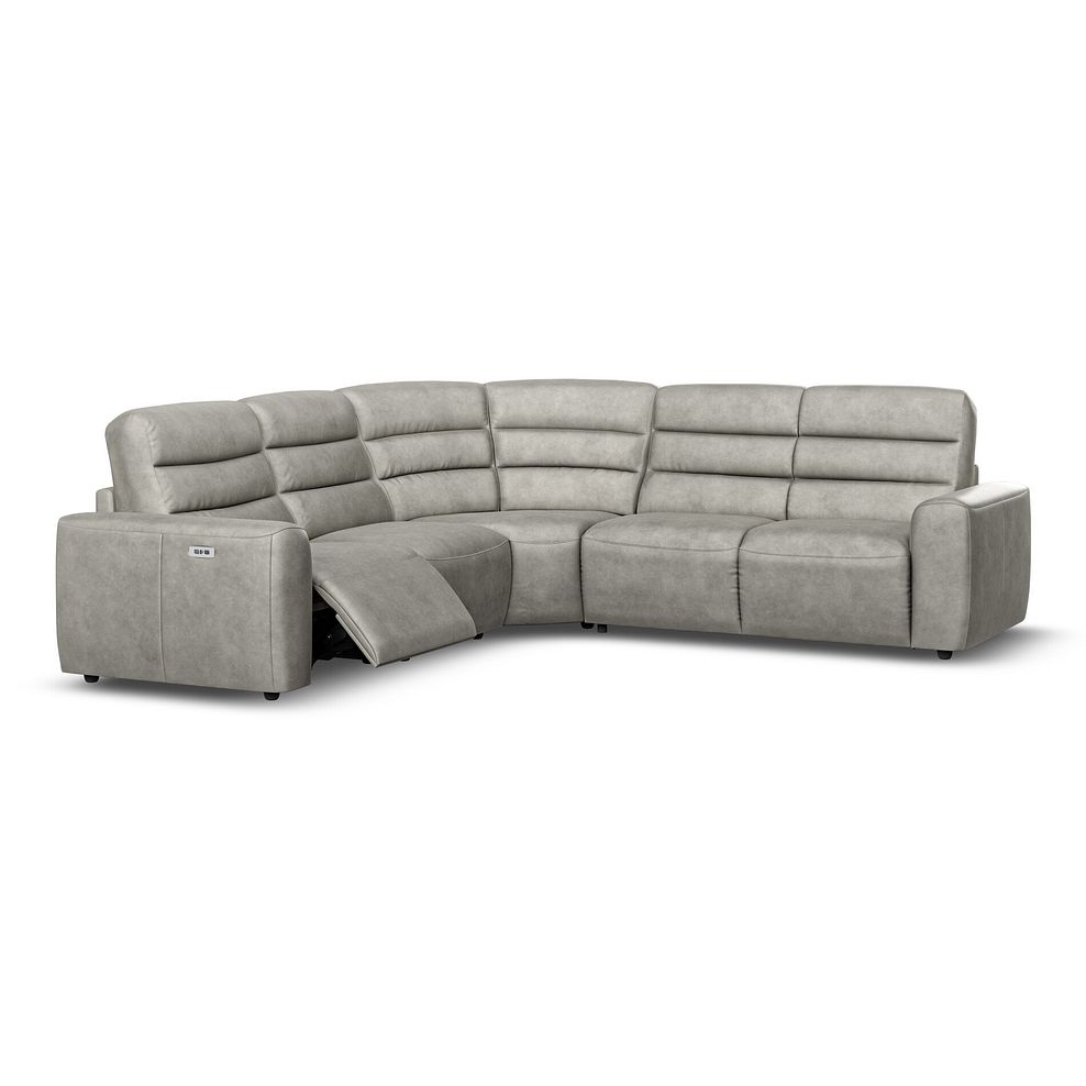 Cohen Large Corner Electric Recliner with Right Hand Sofa Bed in Virgo Platinum Leather 3