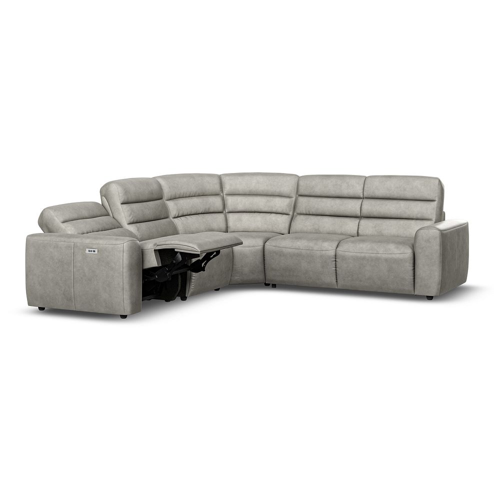 Cohen Large Corner Electric Recliner with Right Hand Sofa Bed in Virgo Platinum Leather 4