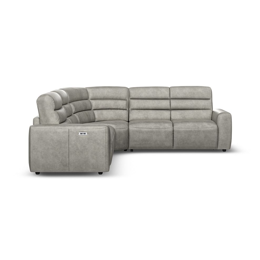 Cohen Large Corner Electric Recliner with Right Hand Sofa Bed in Virgo Platinum Leather 5