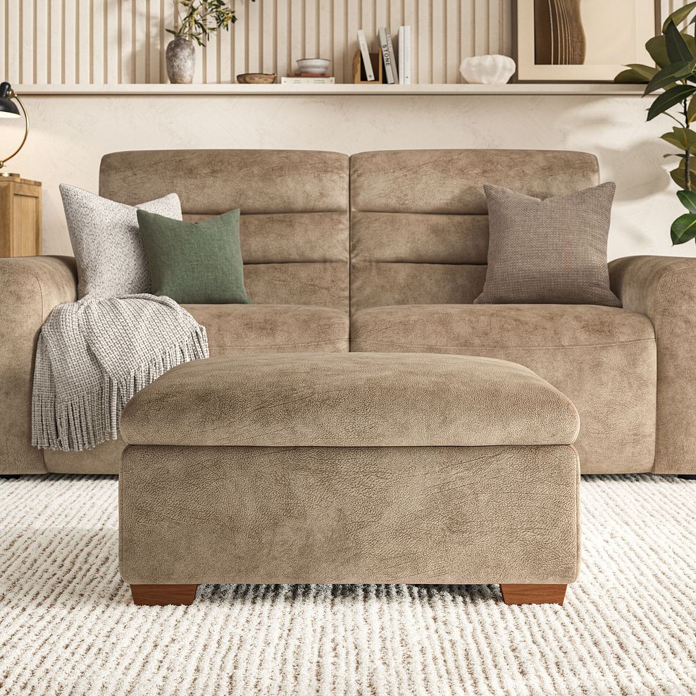 Cohen Storage Footstool in Dapple Taupe Fabric 4