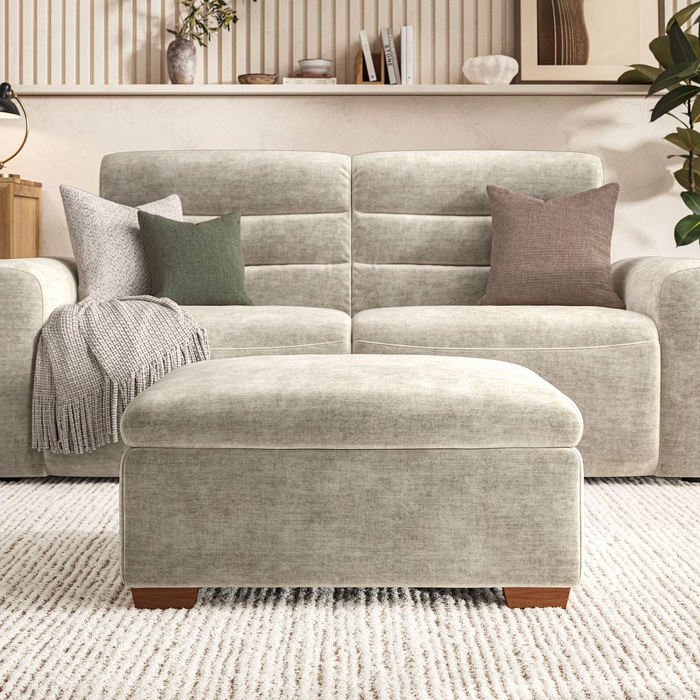 Cohen Storage Footstool in Plush Beige Fabric 4