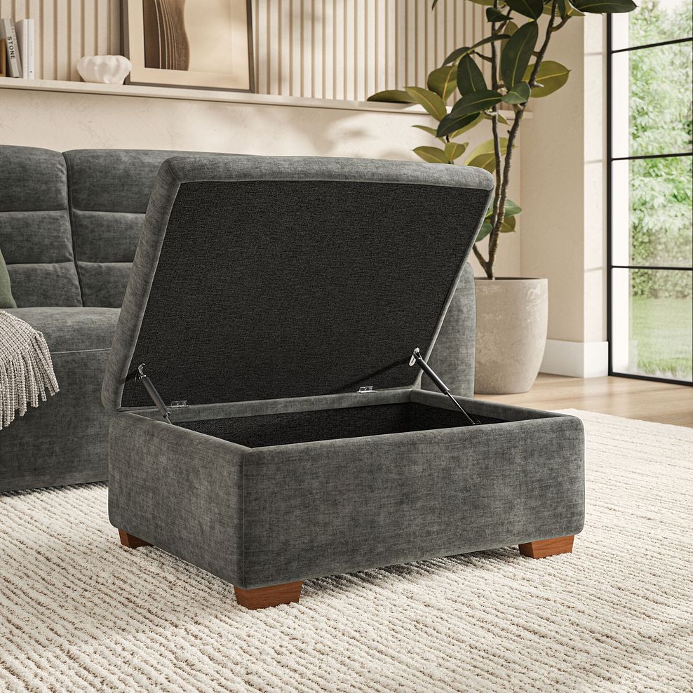 Cohen Storage Footstool in Plush Charcoal Fabric 3