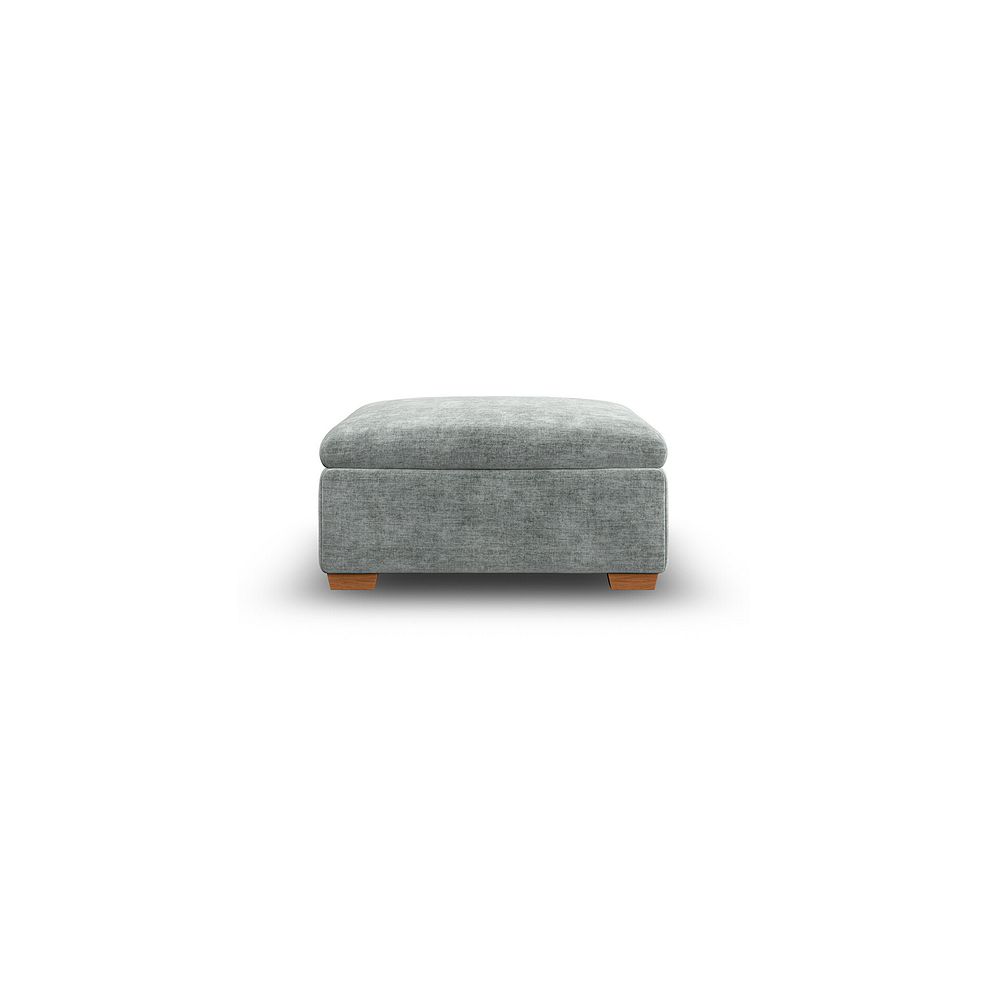 Cohen Storage Footstool in Plush Silver Fabric 3