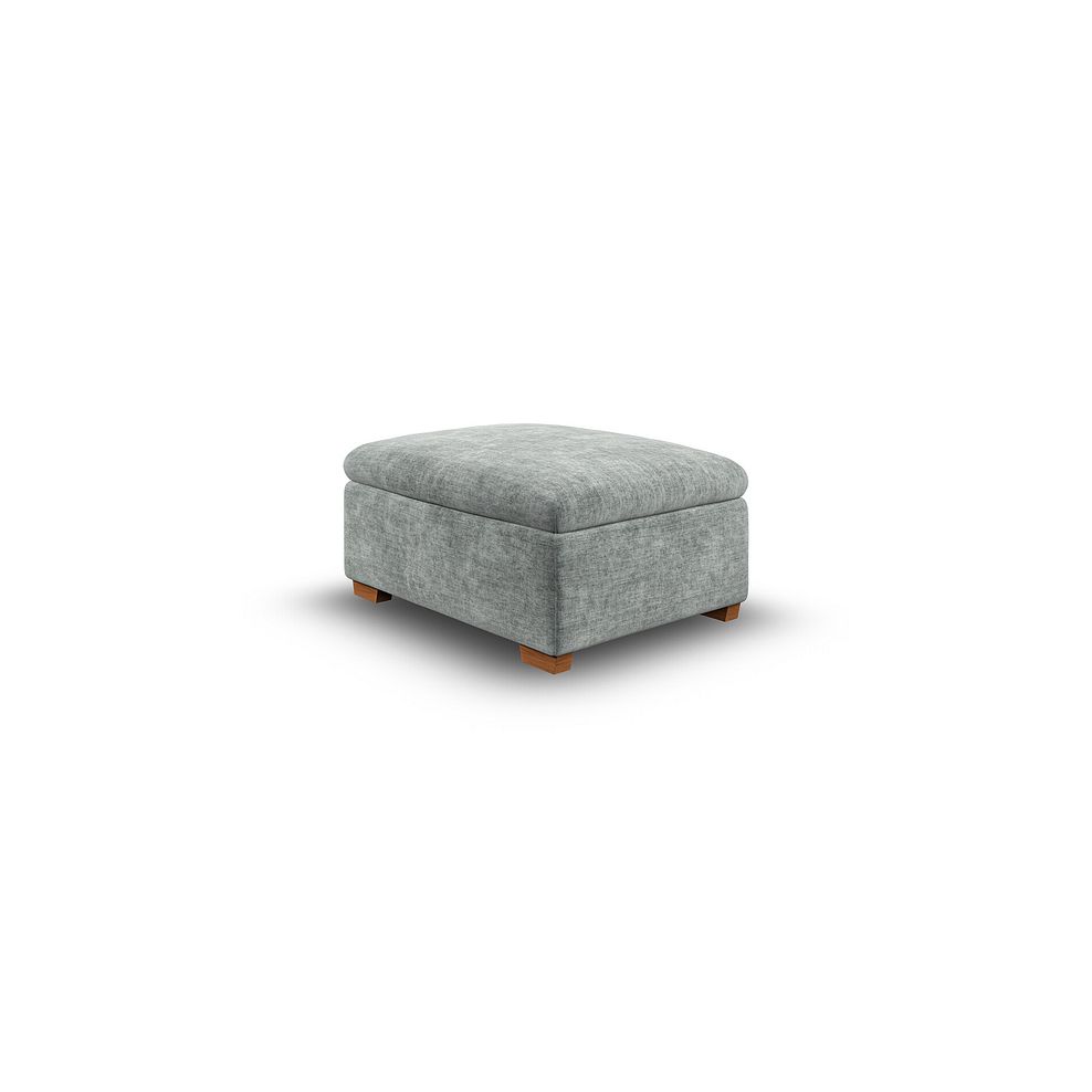 Cohen Storage Footstool in Plush Silver Fabric 4