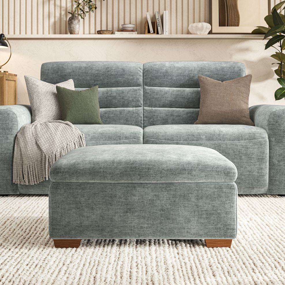 Cohen Storage Footstool in Plush Silver Fabric 4