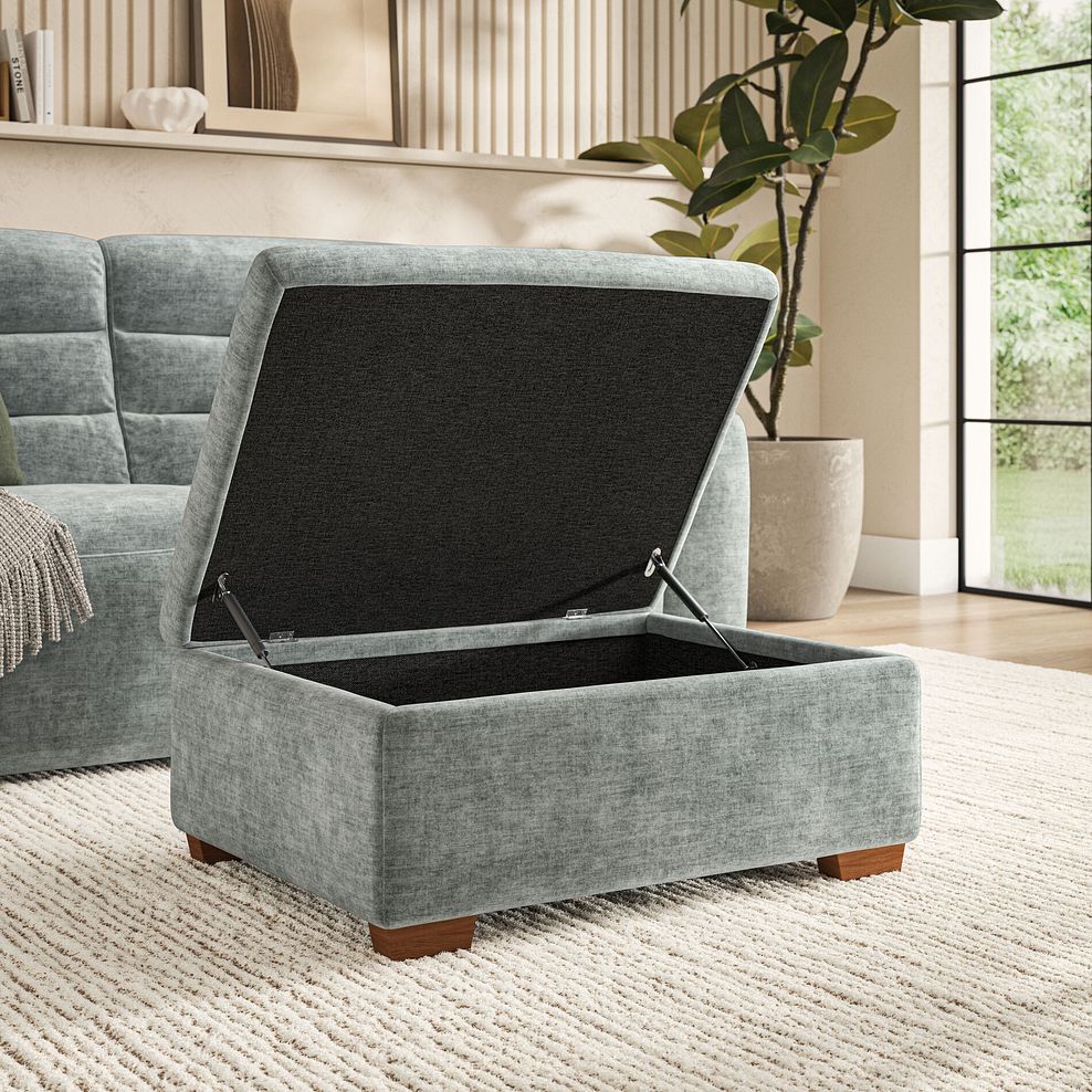 Cohen Storage Footstool in Plush Silver Fabric 3