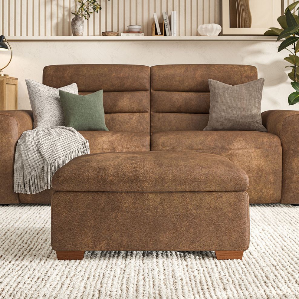 Cohen Storage Footstool in Ranch Brown Fabric 4