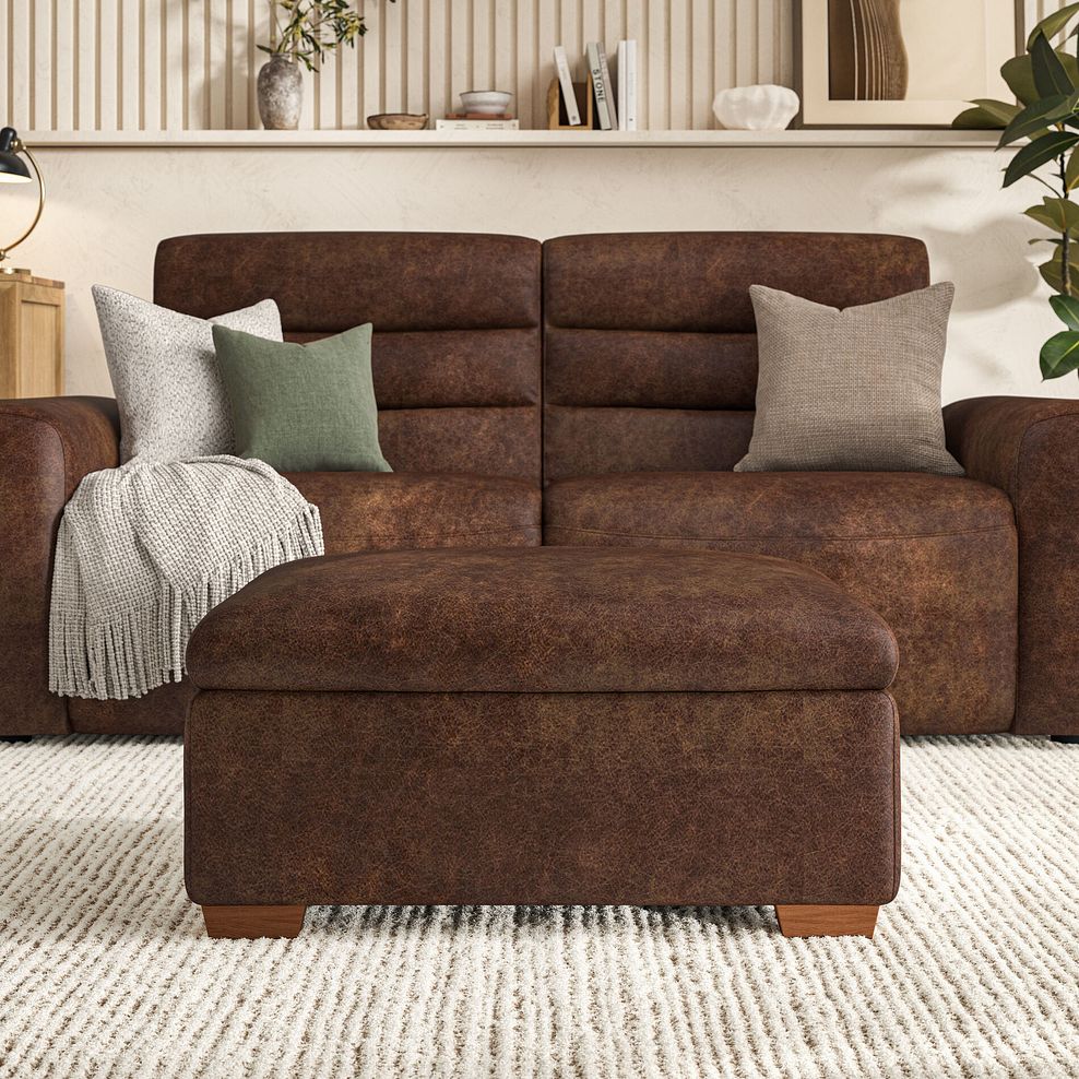 Cohen Storage Footstool in Ranch Dark Brown Fabric 4