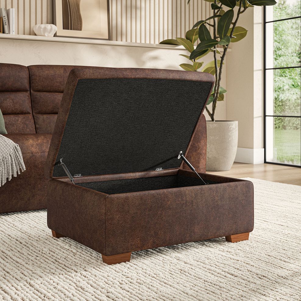 Cohen Storage Footstool in Ranch Dark Brown Fabric 3