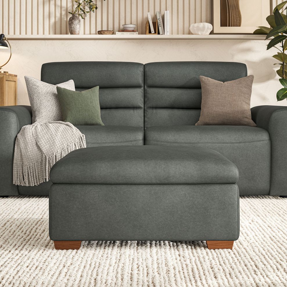 Cohen Storage Footstool in Virgo Lead Leather 4