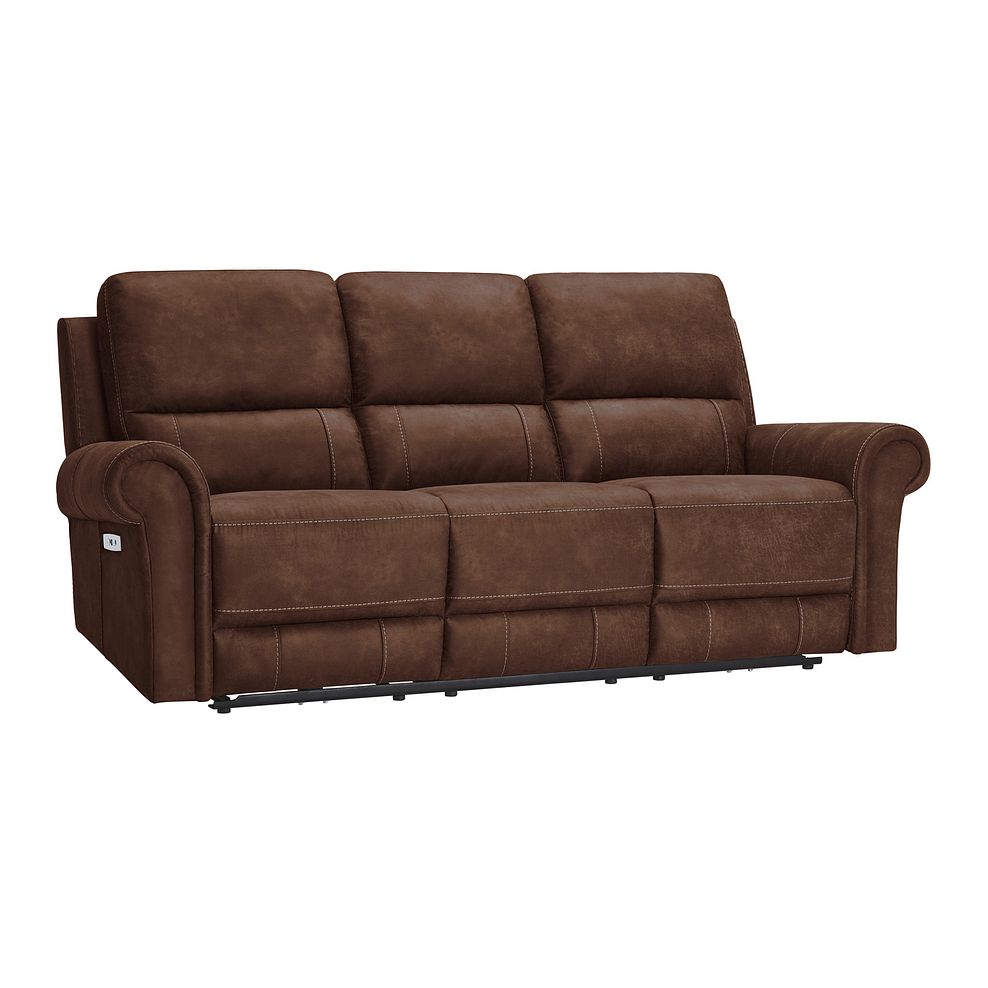 Colorado 3 Seater Electric Recliner in Ranch Dark Brown Fabric 1