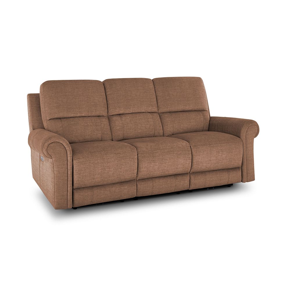 Colorado 3 Seater Electric Recliner in Plush Brown Fabric 1