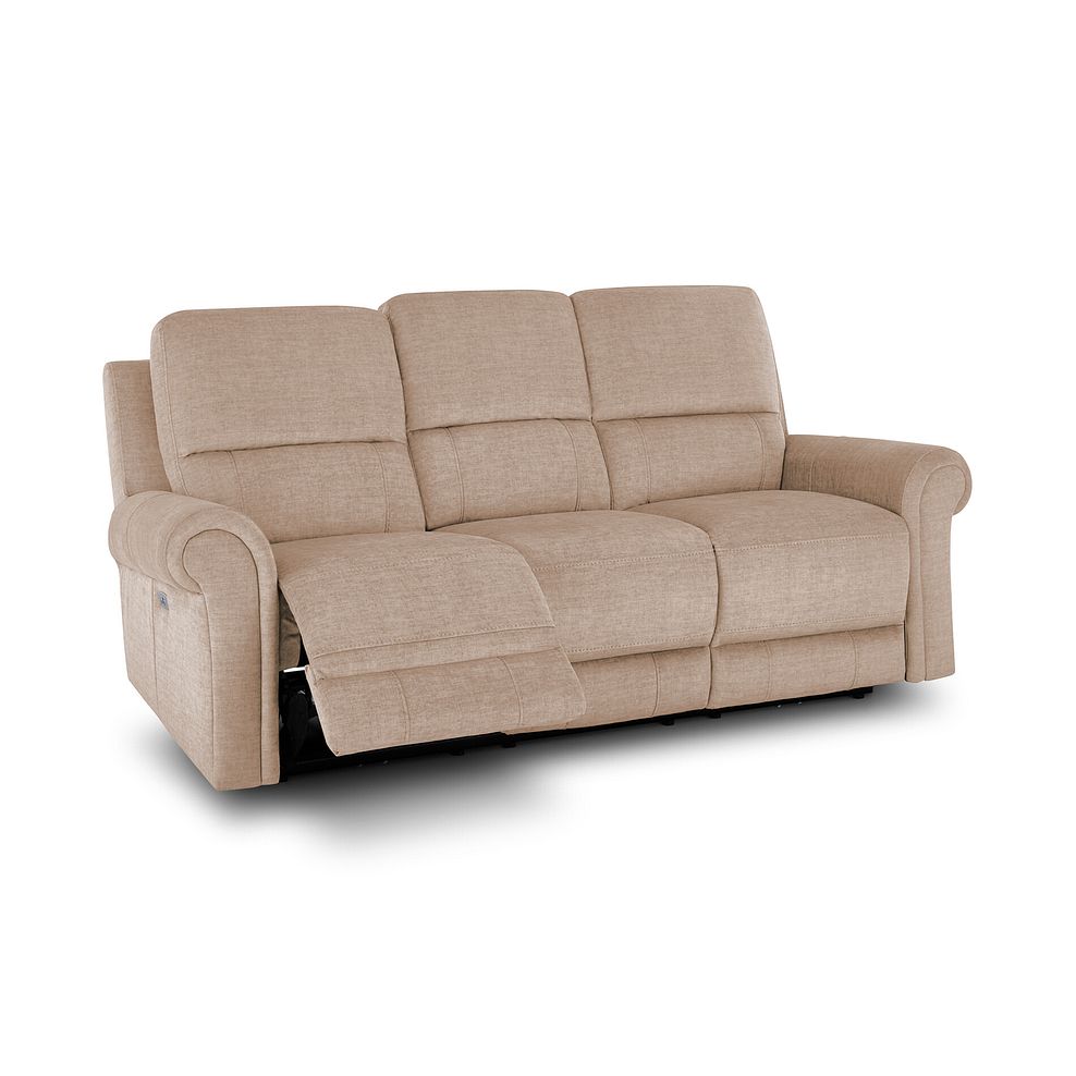 Colorado 3 Seater Electric Recliner in Plush Beige Fabric Thumbnail 3