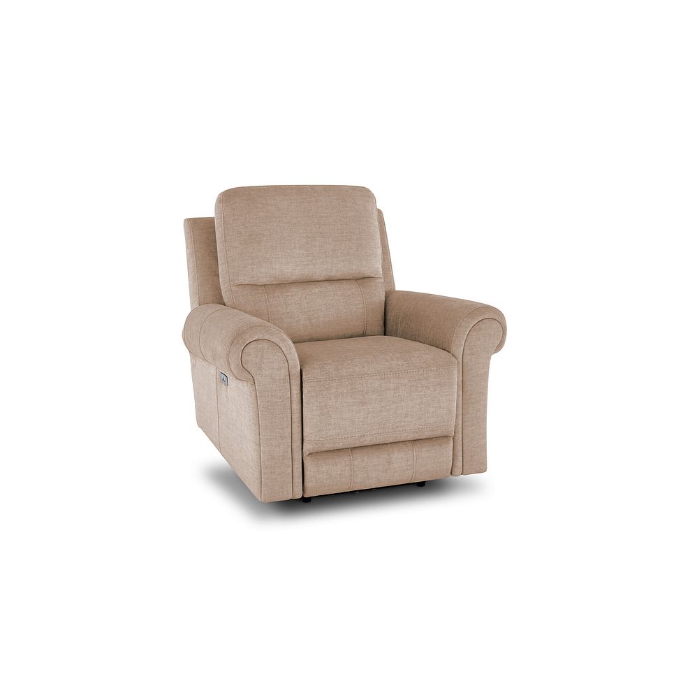 Colorado Electric Recliner Armchair in Plush Beige Fabric 1