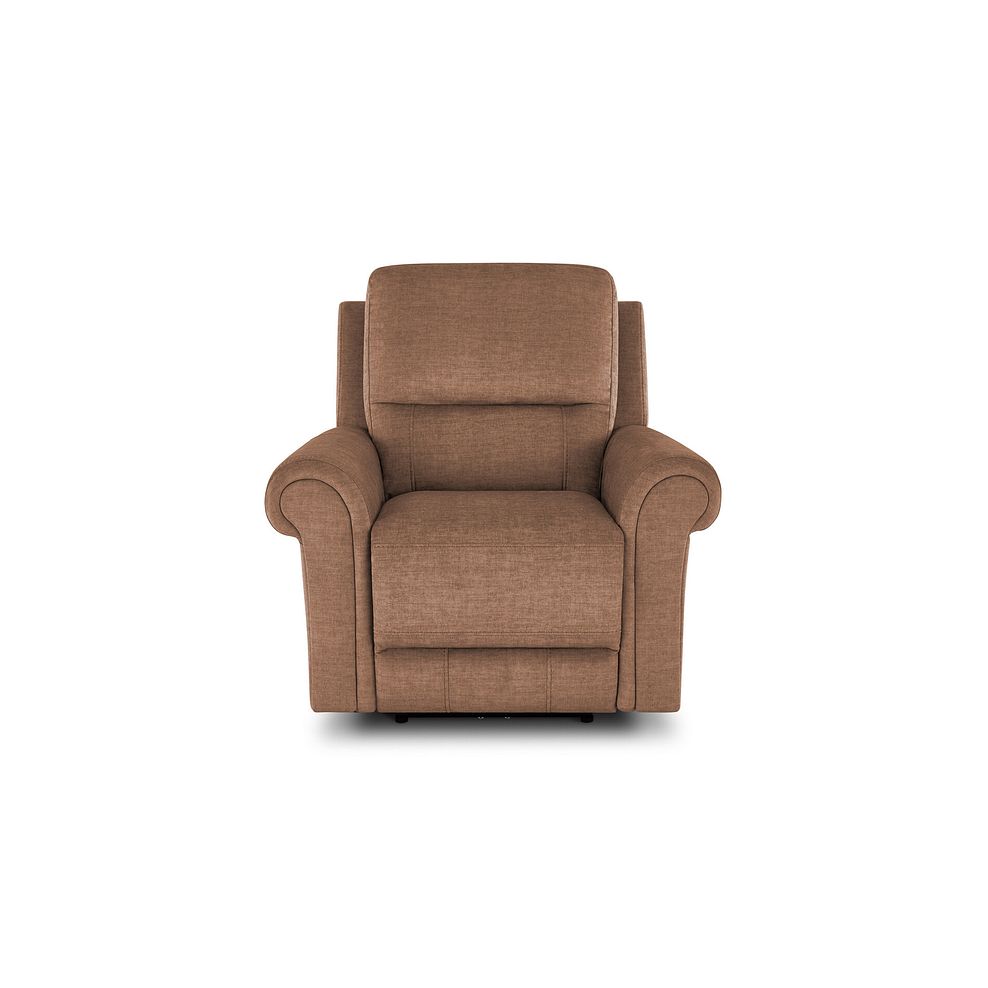 Colorado Electric Recliner Armchair in Plush Brown Fabric 2