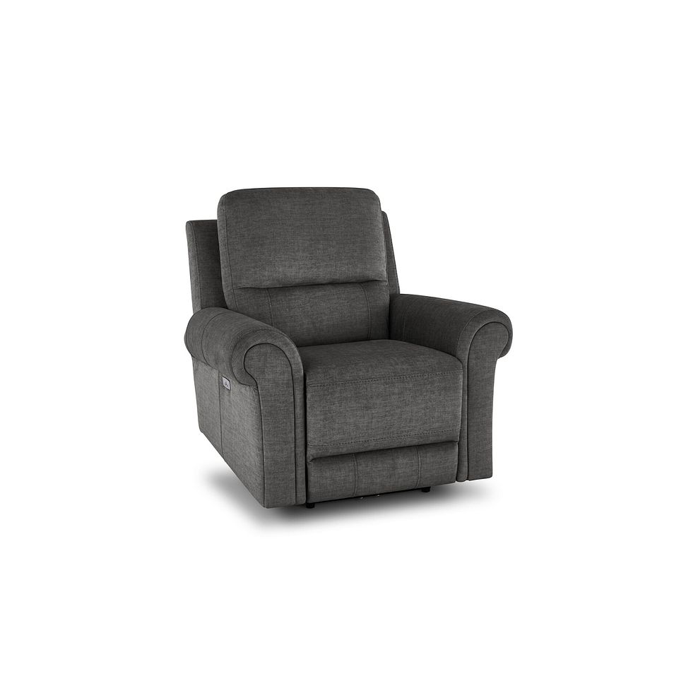 Colorado Electric Recliner Armchair in Plush Charcoal Fabric 1