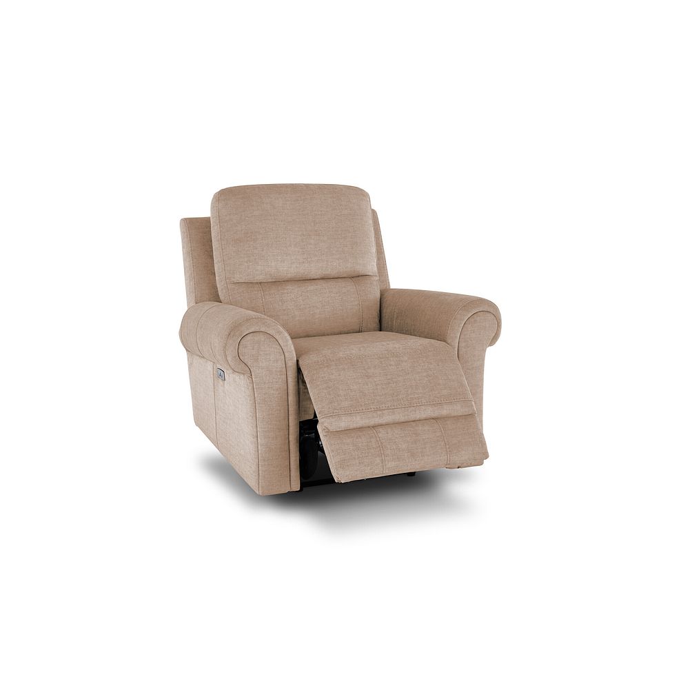 Colorado Electric Recliner Armchair in Plush Beige Fabric 3