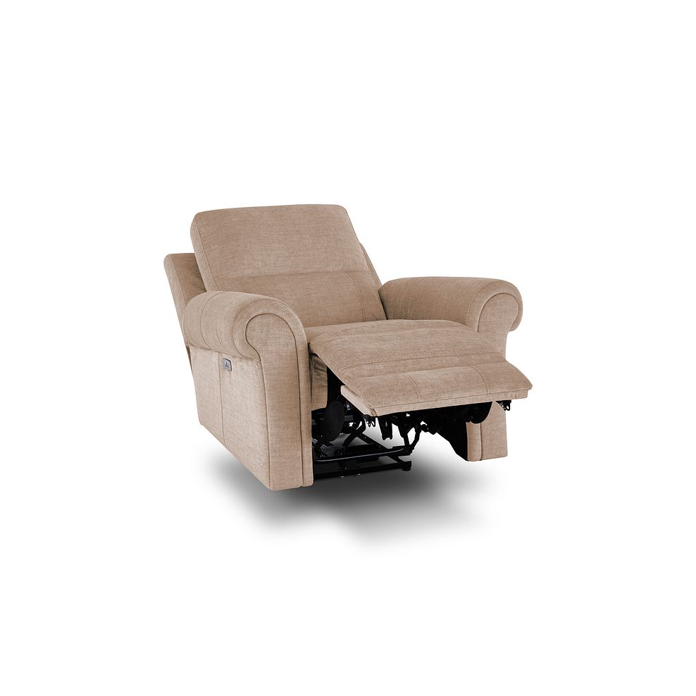 Colorado Electric Recliner Armchair in Plush Beige Fabric 4