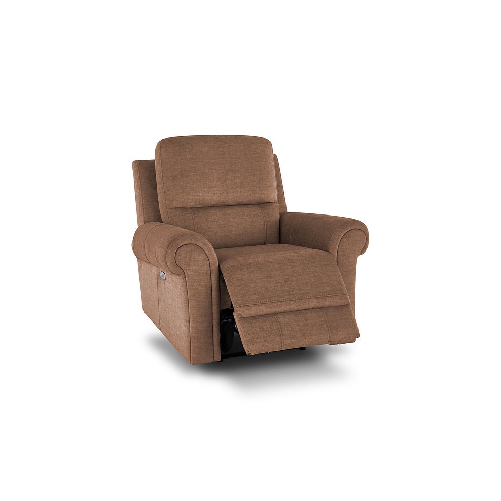 Colorado Electric Recliner Armchair in Plush Brown Fabric 3