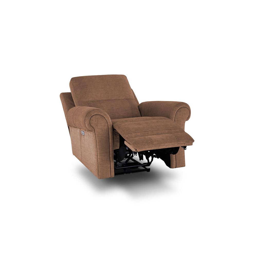 Colorado Electric Recliner Armchair in Plush Brown Fabric 4