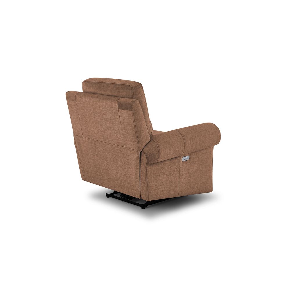 Colorado Electric Recliner Armchair in Plush Brown Fabric 5