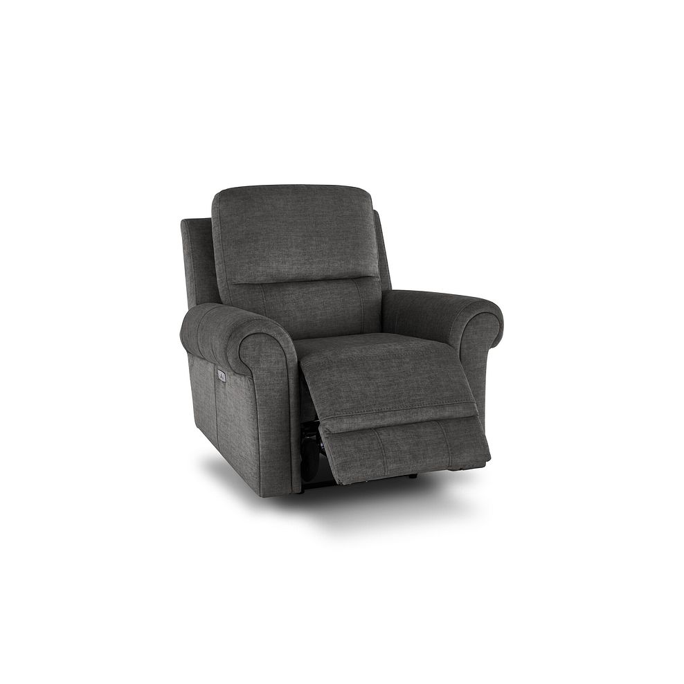 Colorado Electric Recliner Armchair in Plush Charcoal Fabric 3