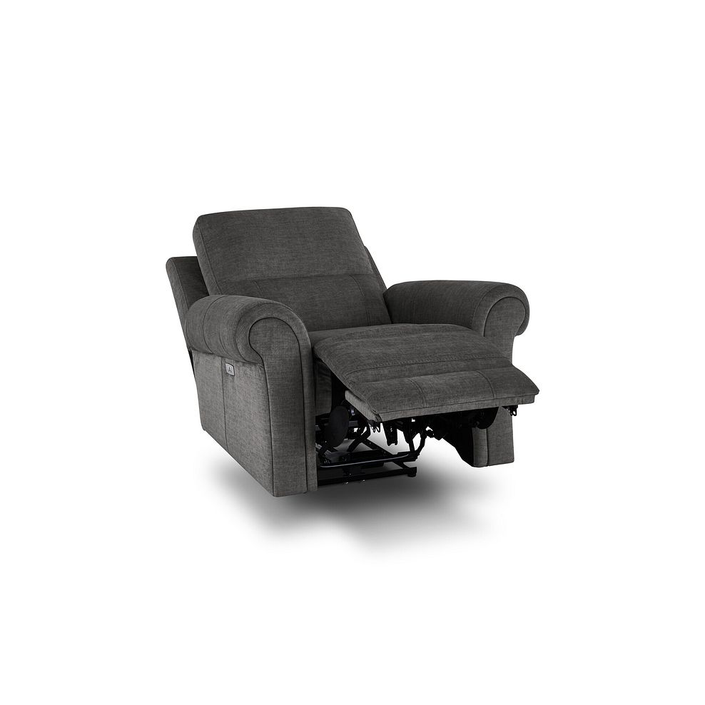 Colorado Electric Recliner Armchair in Plush Charcoal Fabric 4