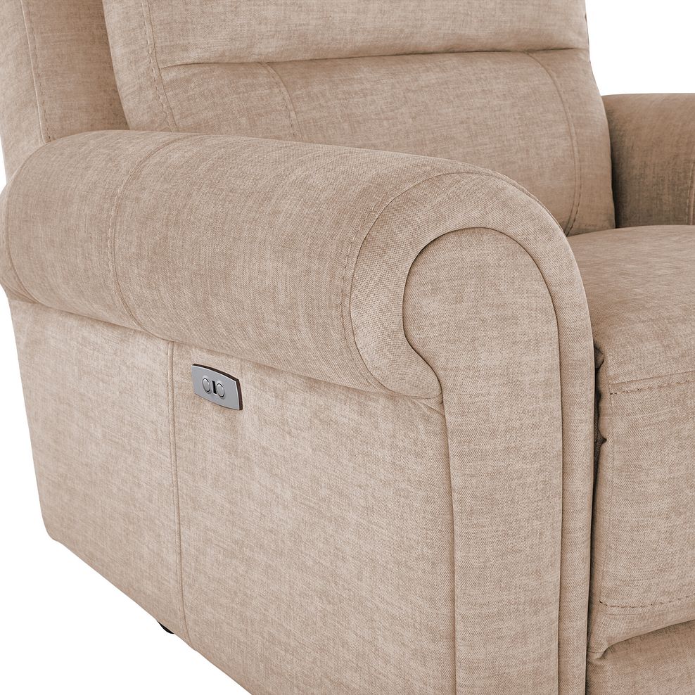 Colorado Electric Recliner Armchair in Plush Beige Fabric 10